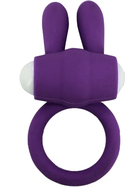 Armony mr bunny vibratorring silikon lila in hasenform mit weißen kugelakzenten aus silikon