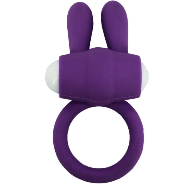 Armony mr bunny vibratorring silikon lila in hasenform mit weißen kugelakzenten aus silikon