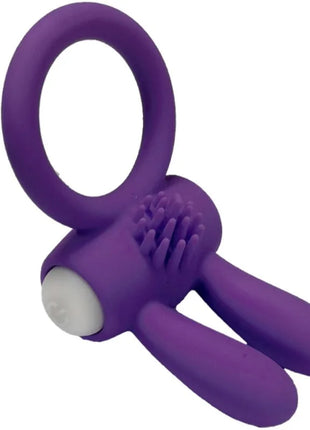 Lila silikon vibratorring harmony mr bunny mit strukturierter borstenkopfspitze und zwei abgerundeten zinken