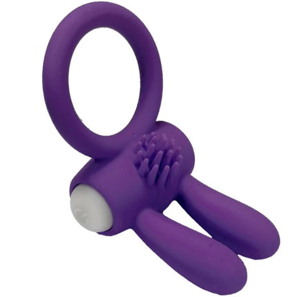 Lila silikon vibratorring harmony mr bunny mit strukturierter borstenkopfspitze und zwei abgerundeten zinken
