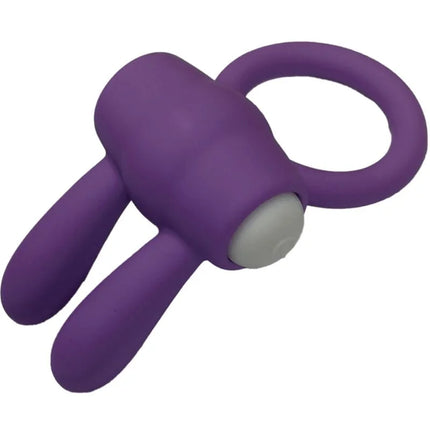Lila silikonring in hasenform mit weißem knopfelement armony mr bunny vibratorring