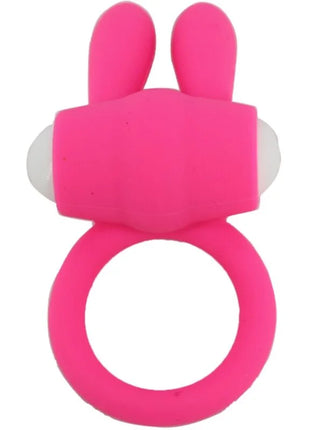 Armony mr bunny vibratorring aus rosa silikon mit weißen kugelakzenten in kaninchenform