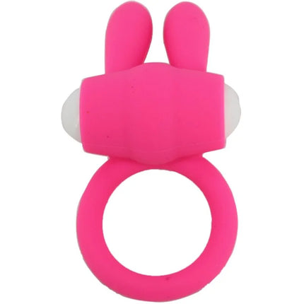 Armony mr bunny vibratorring aus rosa silikon mit weißen kugelakzenten in kaninchenform