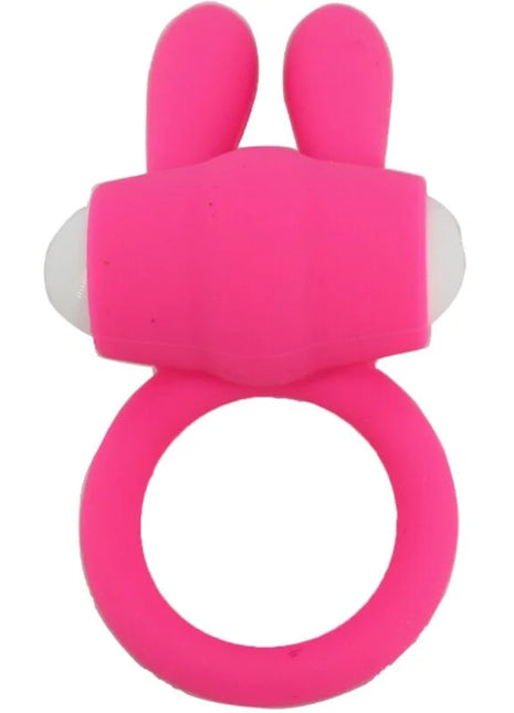 Armony mr bunny vibratorring aus rosa silikon mit weißen kugelakzenten in kaninchenform