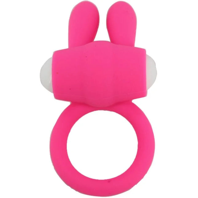 Armony mr bunny vibratorring aus rosa silikon mit weißen kugelakzenten in kaninchenform