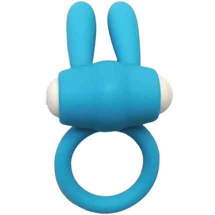 Blauer silikonring mr bunny vibratorring mit weiße kugelaugen von armony