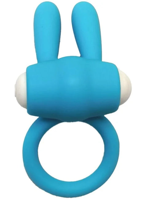 Blauer silikonring mr bunny vibratorring mit weiße kugelaugen von armony