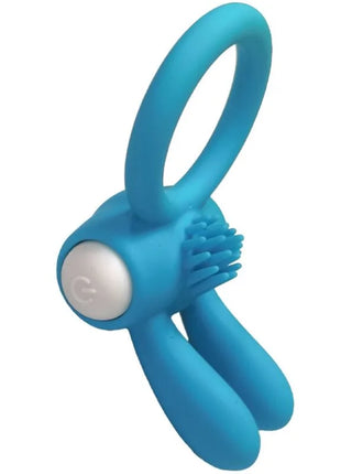 Armony mr bunny vibratorring silikon schwarz blau mit weißem knopf und borstenstruktur aus silikon