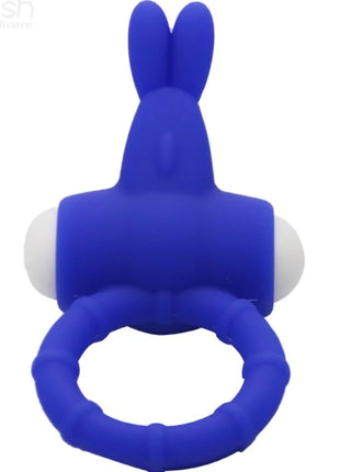 Blauer silikonring in hasenform mit weißen kugelenden armony ms bunny vibratorring silikon blau