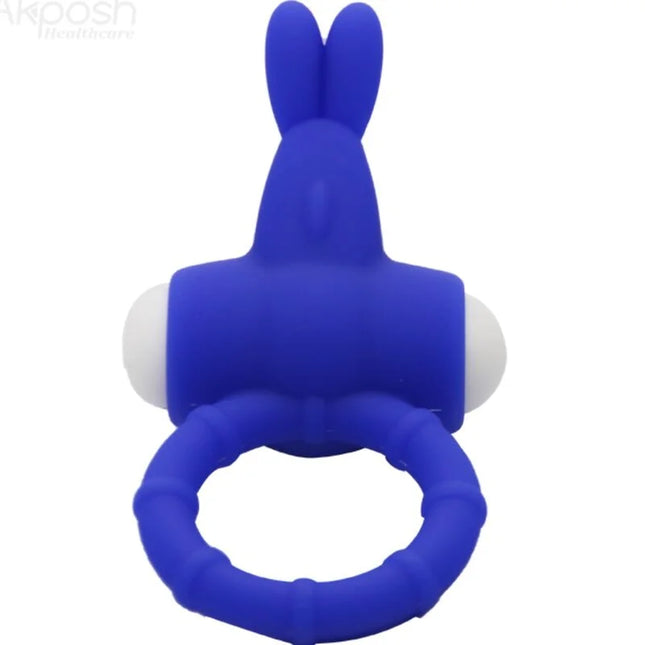 Blauer silikonring in hasenform mit weißen kugelenden armony ms bunny vibratorring silikon blau