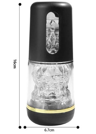 Black und klarer glas schädel vibrator mit goldrand armony noir diskreter handmasturbator für unterwegs