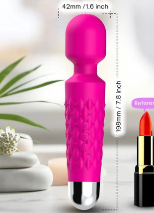 Vibranter pinker silikoneingewickelter wand-vibrator armory mit metallisch silberner basis und strukturierter griffigkeit