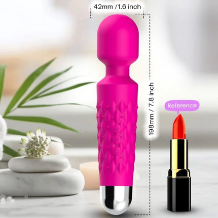Vibranter pinker silikoneingewickelter wand-vibrator armory mit metallisch silberner basis und strukturierter griffigkeit