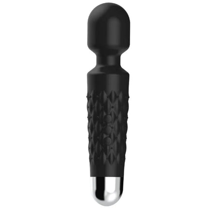 Schwarzer silikon-umwickelter ariony postman massager mit metallischer silberner spitze und strukturiertem griff