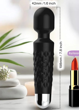Armony postman massager und vibrator mit super flexiblem kopf schwarz silikon mit strukturierter grifffläche und silberner metallspitze