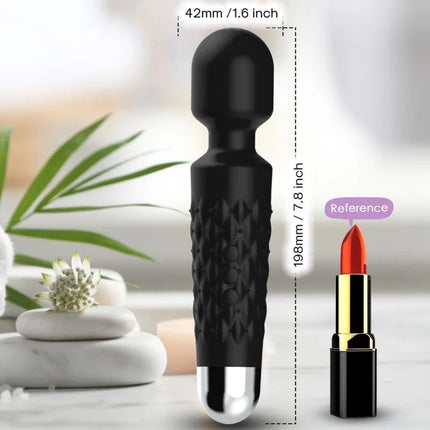 Armony postman massager und vibrator mit super flexiblem kopf schwarz silikon mit strukturierter grifffläche und silberner metallspitze