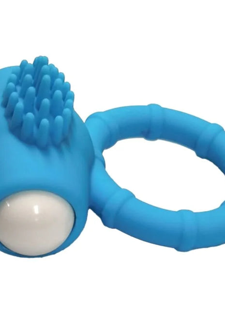 Armony power o vibratorring silikon grün mit blauem silikonring, texturiertem bürstenkopf und weißem kugelknopf