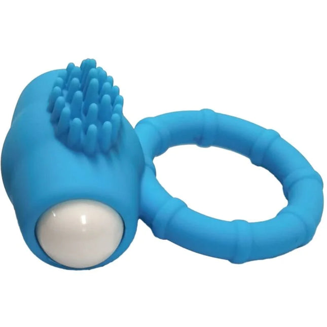 Armony power o vibratorring silikon grün mit blauem silikonring, texturiertem bürstenkopf und weißem kugelknopf