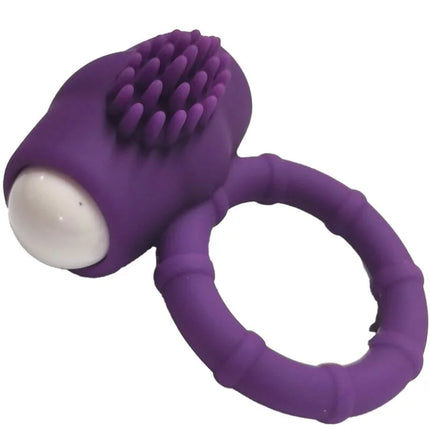 Lila silikon vibratorring armony mit texturierter borstenkopf und weißer kugelspitze