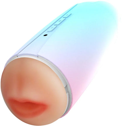 Ein schlanker, gradientfarbiger silikon vibrator mit realistischem mund und lippen von Armony