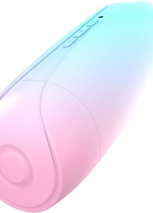 Pastellrosa und blaue gradient silikon doppelter vagina und mundvibrator mit dezenten prägebuttons von armony