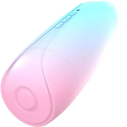 Pastellrosa und blaue gradient silikon doppelter vagina und mundvibrator mit dezenten prägebuttons von armony