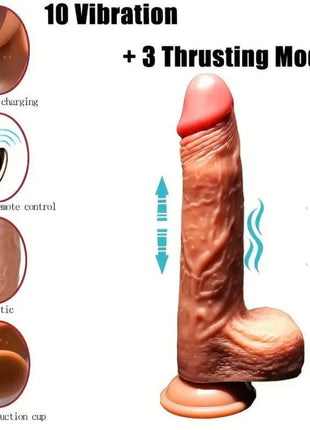 Realistischer silikon dildo vibrator harmony 22,5 cm mit 10 vibrations- und 3 stoßmodi, fernbedienung, magnetladefunktion