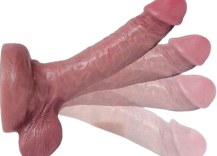 Pink silikon doppel dildo mit vier ausgestellten schläften 17 cm realistisch von armony