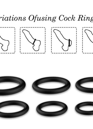 Set aus sechs schwarzen silikon cockringen in verschiedenen größen armony ringe silikon schwarz