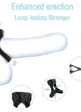 Schwarzes silikon männliches enhancementsgerät mit texturiertem griff und ergonomischem design von harmony