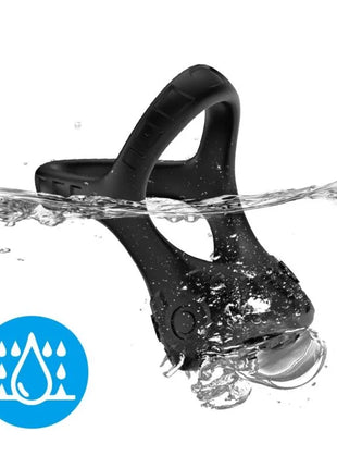 Schwarzer ARMONY ringvibrator und multiposition clipschuh aus gummiertem, wasserabweisendem material mit metallakzent