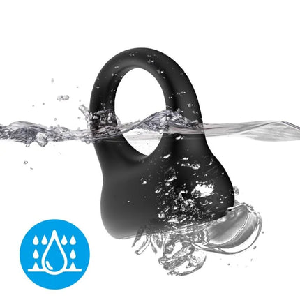 Schwarzer silikonring mit abgerundetem, bauchigem grund von harmony ringvibrator schwarz mit glatter oberfläche