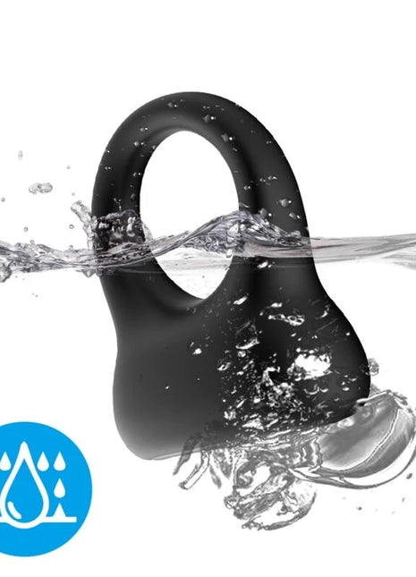 Schwarzer silikonring mit abgerundetem, bauchigem grund von harmony ringvibrator schwarz mit glatter oberfläche
