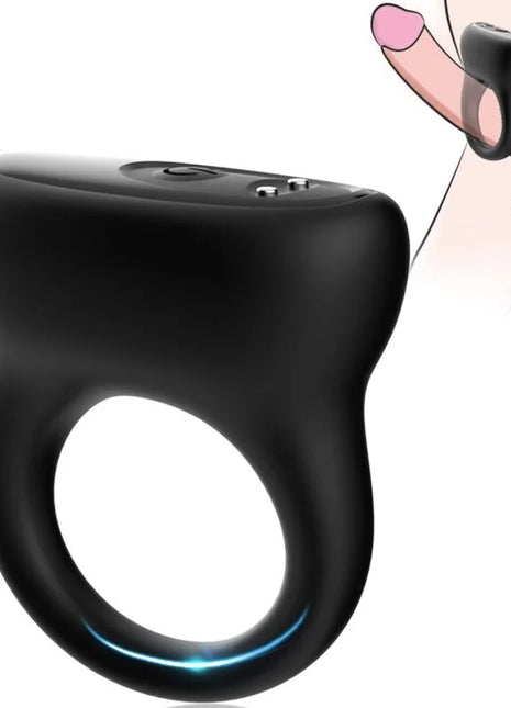 Schwarzer silikonring arsony ringvibrator mit blauem led licht und steuertasten