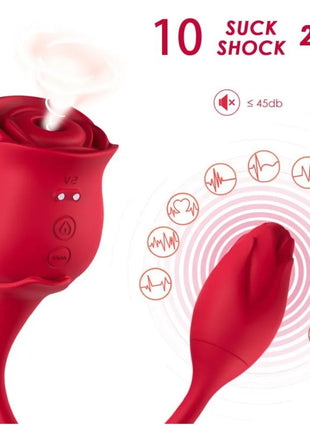 Rot rosenförmiger silikonvibrator armony rosa mit 2-in-1 design und eingebautem duftdiffusor