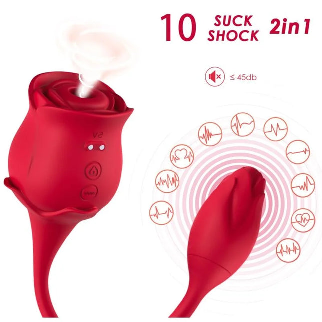 Rot rosenförmiger silikonvibrator armony rosa mit 2-in-1 design und eingebautem duftdiffusor
