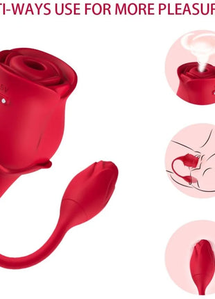 Roter silikon vibrator rosaförmig mit gebogenem stiel und abnehmbarem kopf von armony für klitorisstimulation