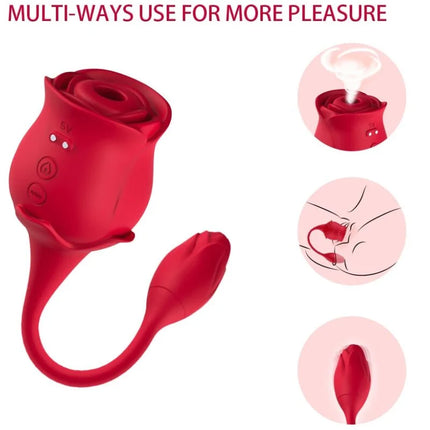 Roter silikon vibrator rosaförmig mit gebogenem stiel und abnehmbarem kopf von armony für klitorisstimulation