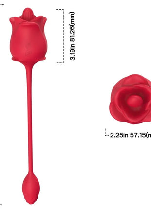 Red rosenförmiger silikon vibrator mit schlankem stiel und abgerundetem boden in cola rot von harmony rosa stimulator