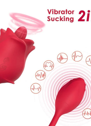 Roter silikon vibrator arωny rosa stimulator cola mit saugfunktion als 2in1 gerät in rosenform