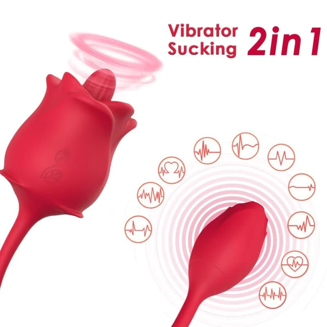Roter silikon vibrator arωny rosa stimulator cola mit saugfunktion als 2in1 gerät in rosenform