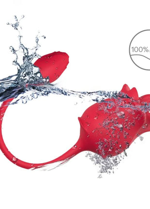 Roter silikon vibrator rosaförmig mit gebogenem stiel und blattdesign 100 prozent wasserdicht armaony rosa stimulator