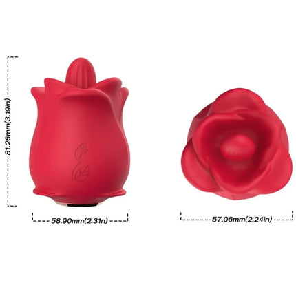 Vibrant roter silikon vibrator arsony rosa in form einer rose mit dezentem logo an der seite