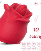 Ein lebhafter roter silikon vibrator in rosenform mit glatter glänzender oberfläche und dezenten blütenblattdetails