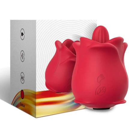 Vibrant roter silikon vibrierender rosaförmiger armoNY rosa vibrator rot mit glattem glänzendem finish und dezentem logo
