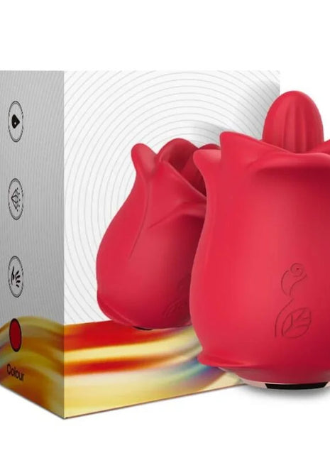 Vibrant roter silikon vibrierender rosaförmiger armoNY rosa vibrator rot mit glattem glänzendem finish und dezentem logo