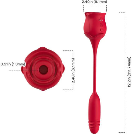 ArmonY - roseknight roter silikon vibrator in rosenform mit schlankem stiel und strukturiertem griff zur klitorisstimulation