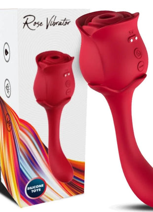 Roter arcony silikon vibrator in rosenform mit drei steuerungstasten und 5v indikator zur klitorisstimulation
