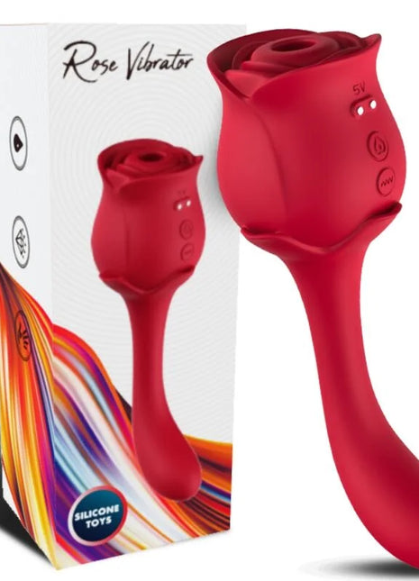 Roter arcony silikon vibrator in rosenform mit drei steuerungstasten und 5v indikator zur klitorisstimulation