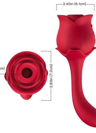 Roter silikon vibrator armony roselover mit rosenform und gebogenen stiel zur klitoris- und stimulationsanwendung